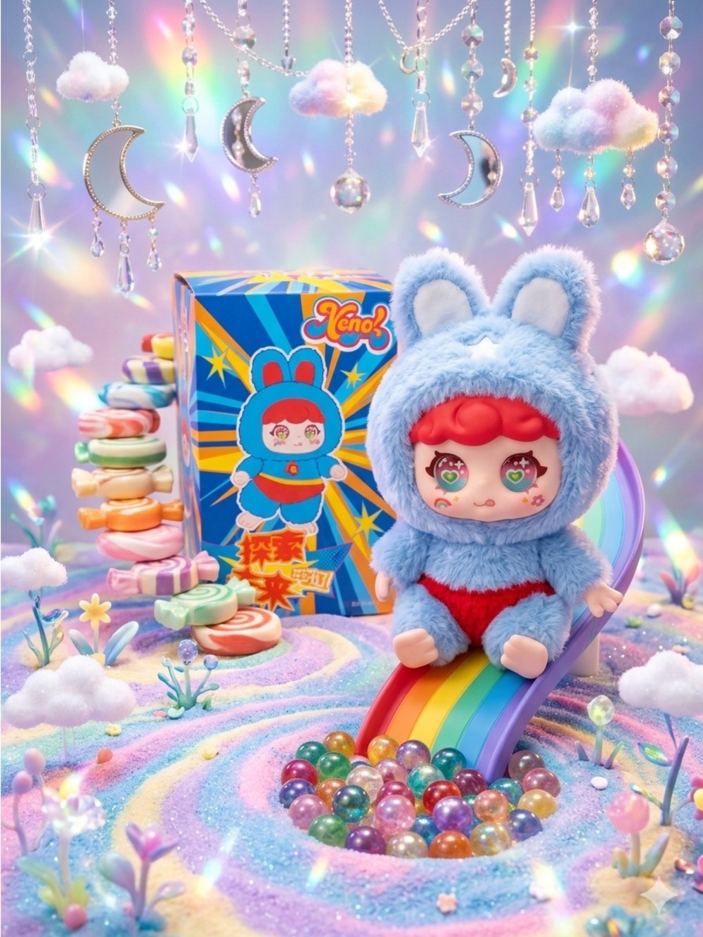 Baby Three Blue Bunny Plush Doll - Soft Blue Plush Kids Toy